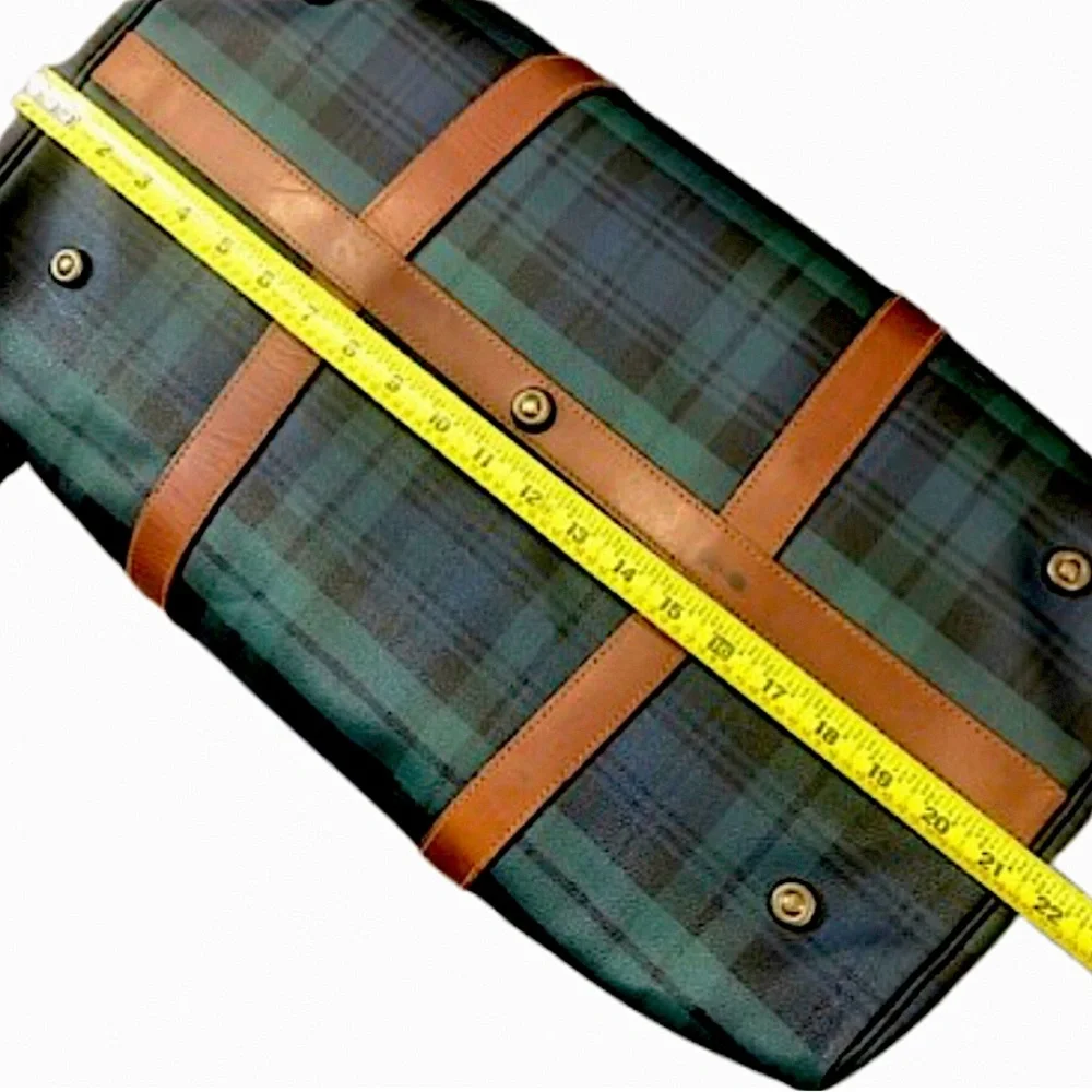 RALPH LAUREN Black Watch Tartan Plaid Boston Weekend Travel Duffle Bag 52cm